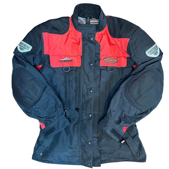 First Gear Kilimanjaro Black Red Hypertex Motorcycle Riding Jacket Women's Large - Picture 1 of 11